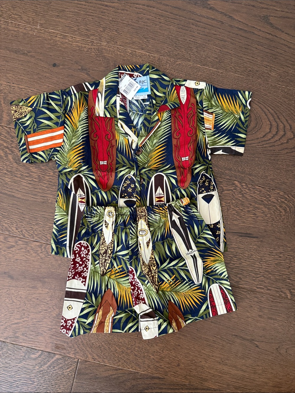 RJC Hawaii Boys Hawaiian Shirt & Shorts Set – Surfboard Print - 18 Mo